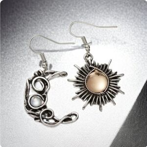 NWT Silver Plated Boho Silver Moon and Sun earrings
